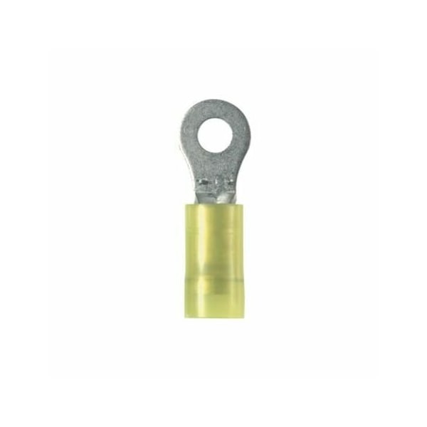 Ring Terminal, #6 Stud Size, 10 AWG, 1,000 V, Nylon Insulated, Yellow, 500 PK